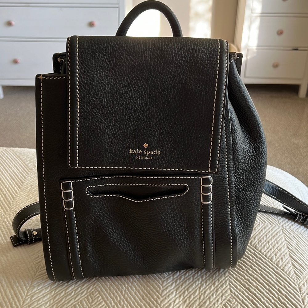 Kate spade black leather backpack